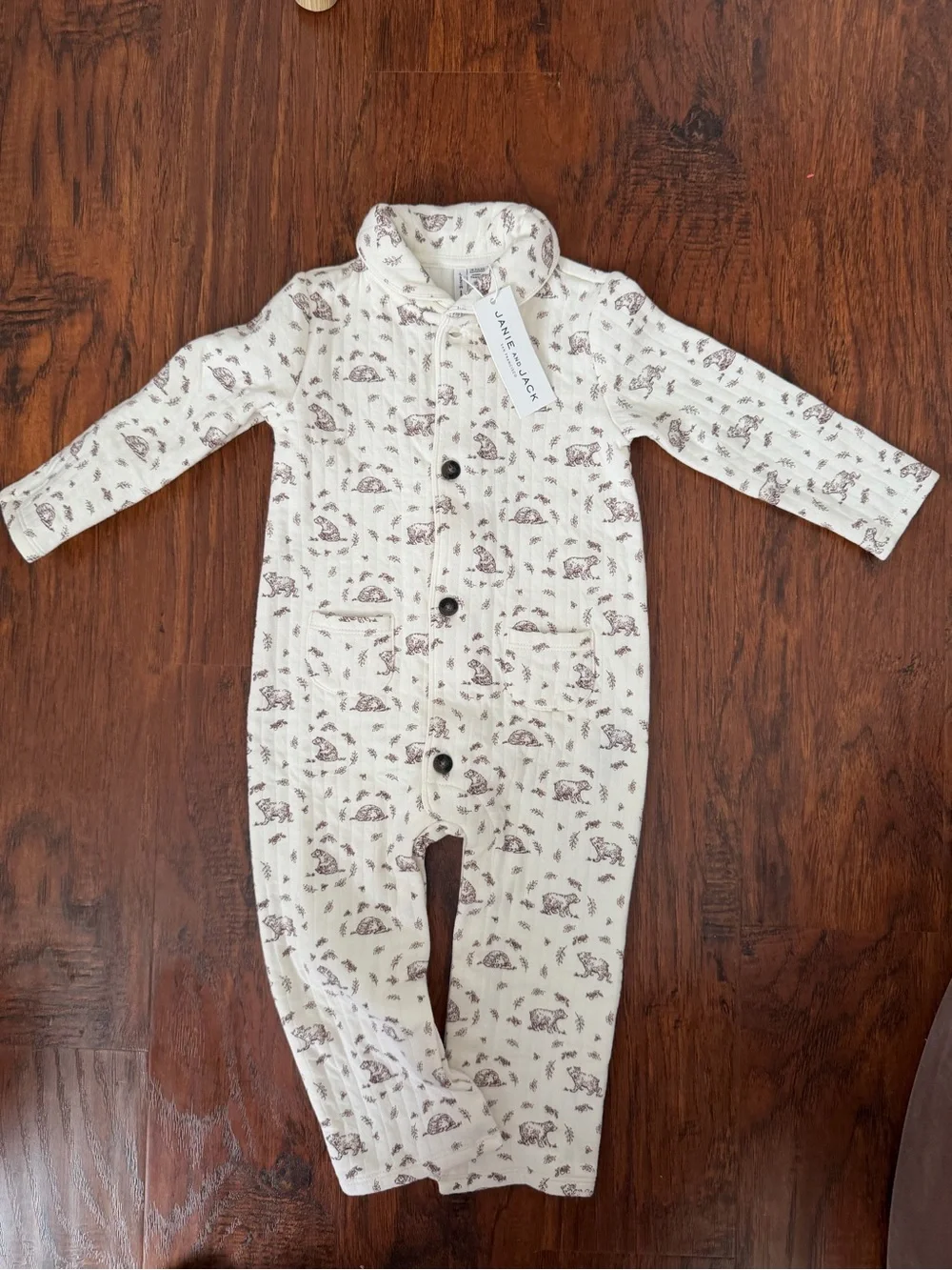Janie and Jack Baby Quilted Bear Toile One-Piece